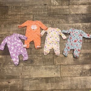 Set of four fleece onesie zip up sleep n play carter simple joys